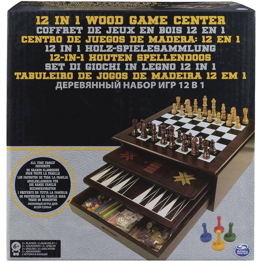 Deluxe Wood Box 12 in 1 Game Collection